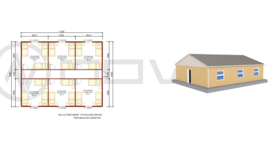 100 m² Prefabrik Yatakhane