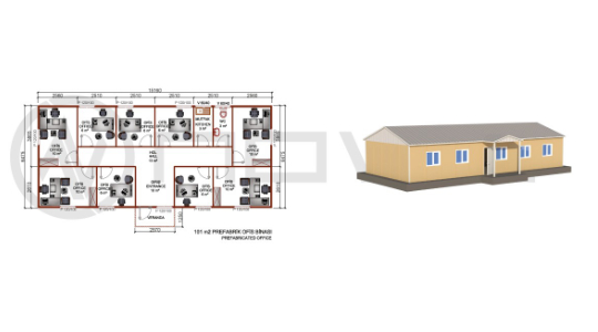 101 m² Prefabrik Ofis