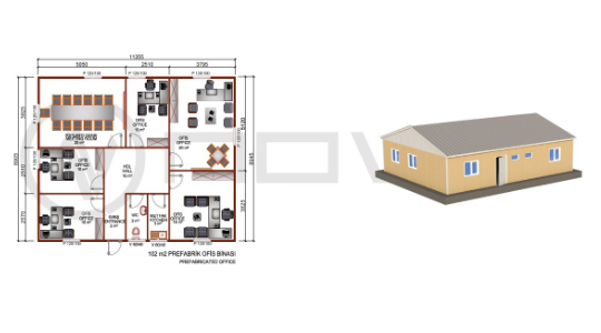 102 m² Prefabrik Ofis