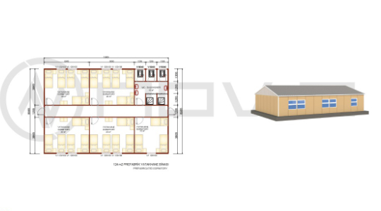 124 m² Prefabrik Yatakhane