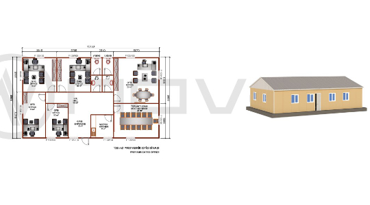 136 m² Prefabrik Ofis