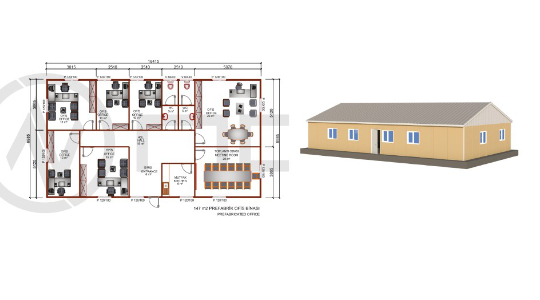 147 m² Prefabrik Ofis