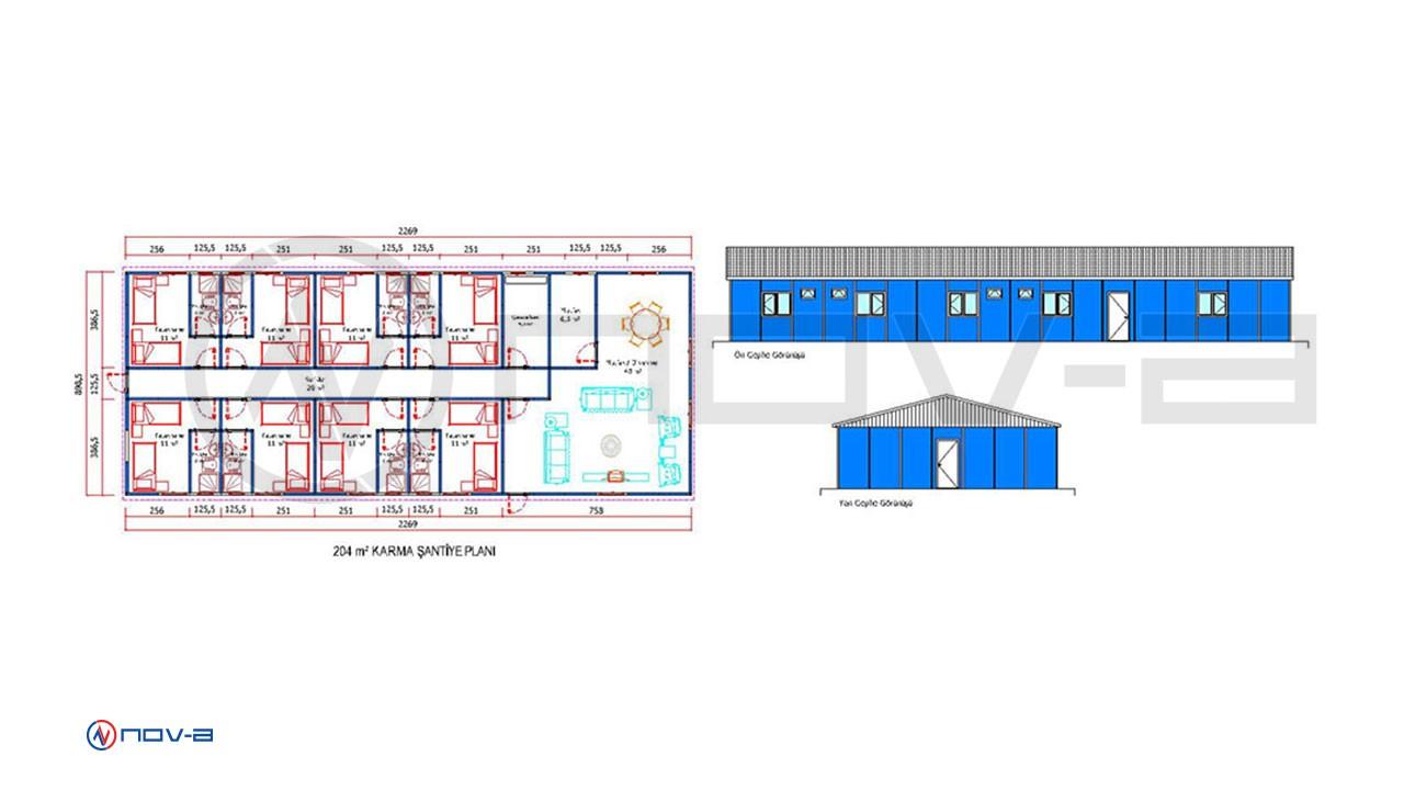 204 m² Prefabrik Karma Şantiye