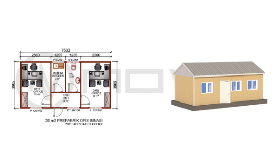 30 m² Prefabrik Ofis