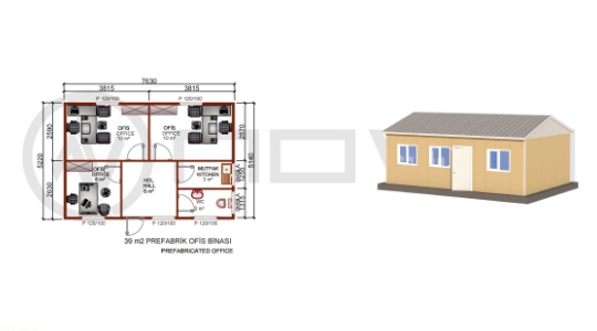 39 m² Prefabrik Ofis