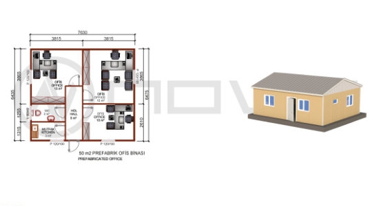 50 m² Prefabrik Ofis