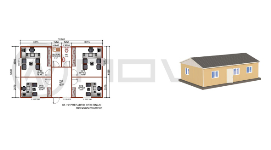 65 m² Prefabrik Ofis