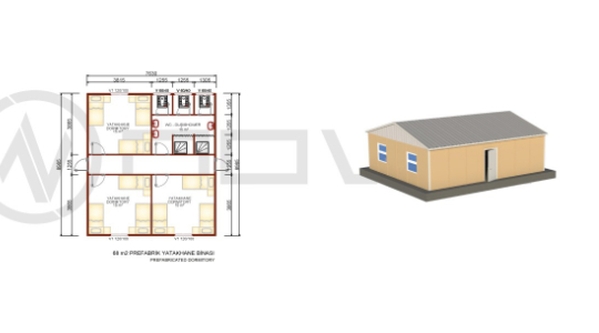 68 m² Prefabrik Yatakhane