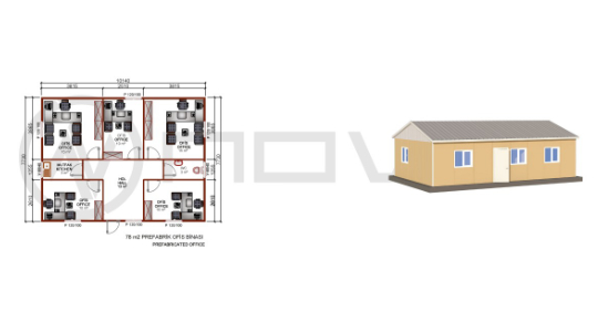 78 m² Prefabrik Ofis