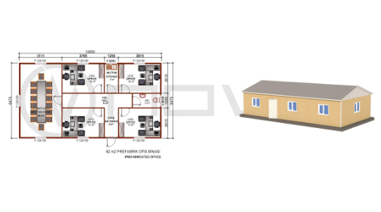 82 m² Prefabrik Ofis