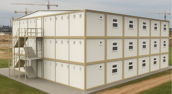 864 m² 3 Katlı 144 Kişilik Yatakhane Konteyner