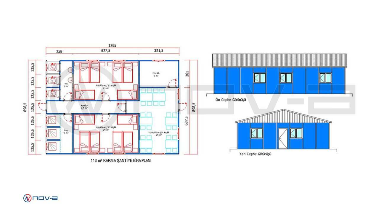 113 m² Prefabrik Karma Şantiye