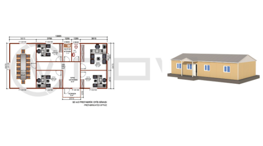 92 m² Prefabrik Ofis